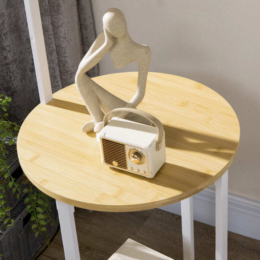 Lampada da terra con 2 ripiani ¨C zephmum ¨C Naturale + Bianco