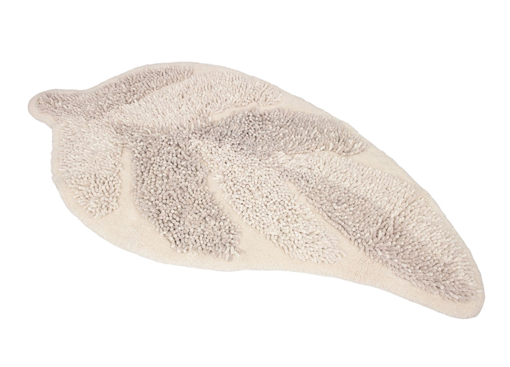 Tappeto A Foglia Casa Bagno Cotone Spugna Morbida Antiscivolo Leaf Avorio