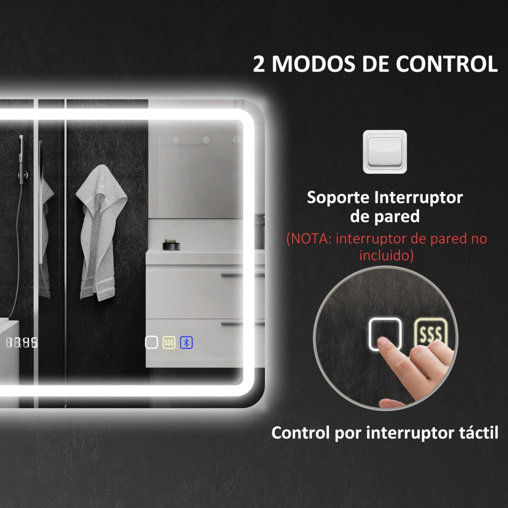Specchio Bagno con LED ¨C Minimal ¨C Bianco 70x50 cm