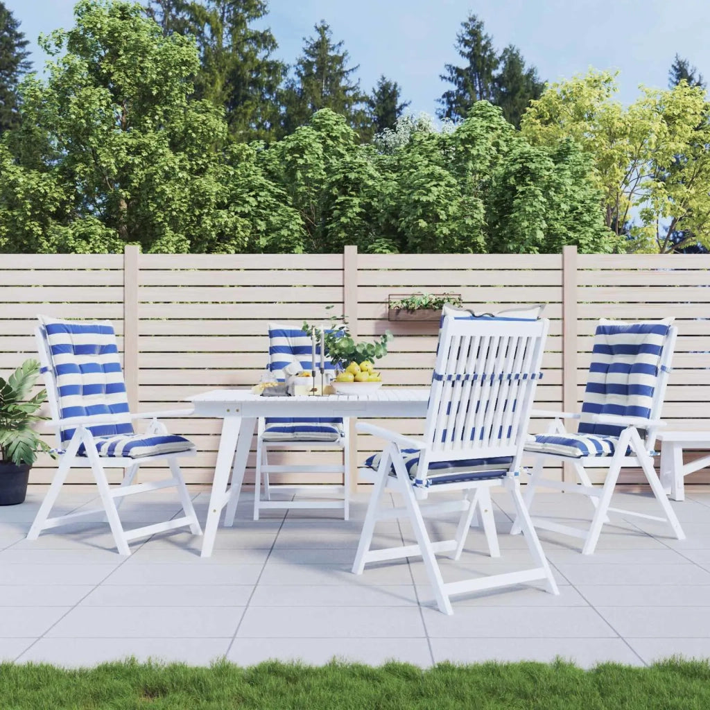 Cuscino da Esterno 4 pcs Blu e Bianco 120 x 50 x 7 cm Tessuto 42040528