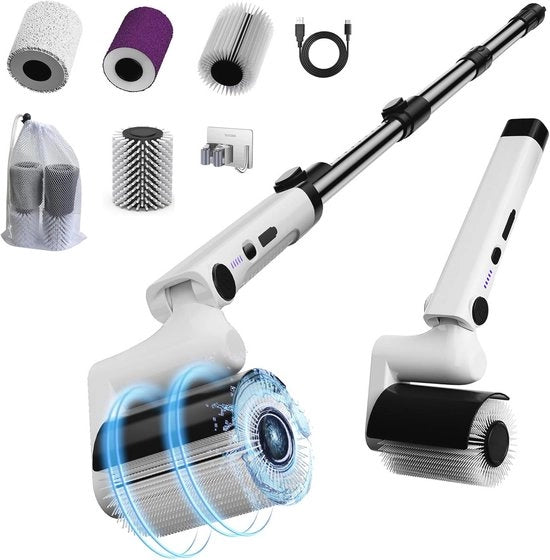 Spinschrobber elettrico con 2 velocità e set di borsette multifunzionali per pulizia a profondità
