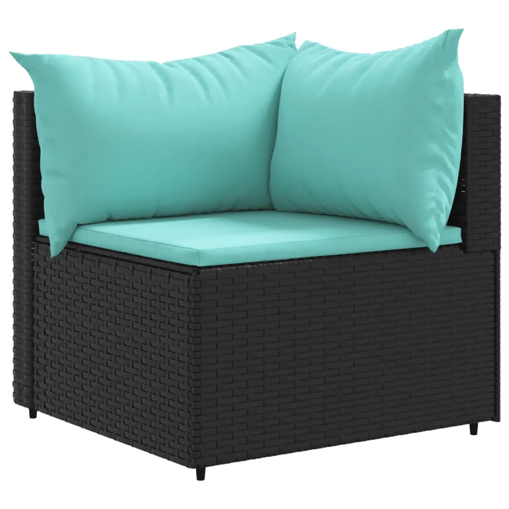 Set Divani da Giardino 10pz con Cuscini in Polyrattan Nero