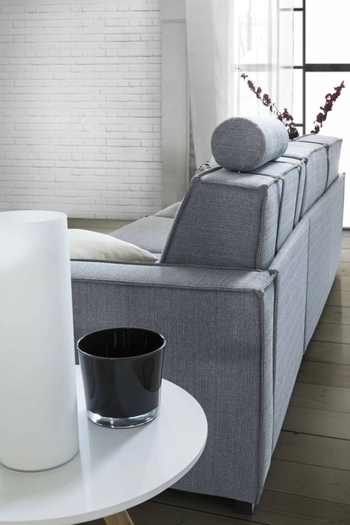 Divano fisso Eletta, Divano a 2 posti Large, Made in Italy, Sofà\  Soggiorno in tessuto, con Braccioli standard, cm 200x95h90, Grigio