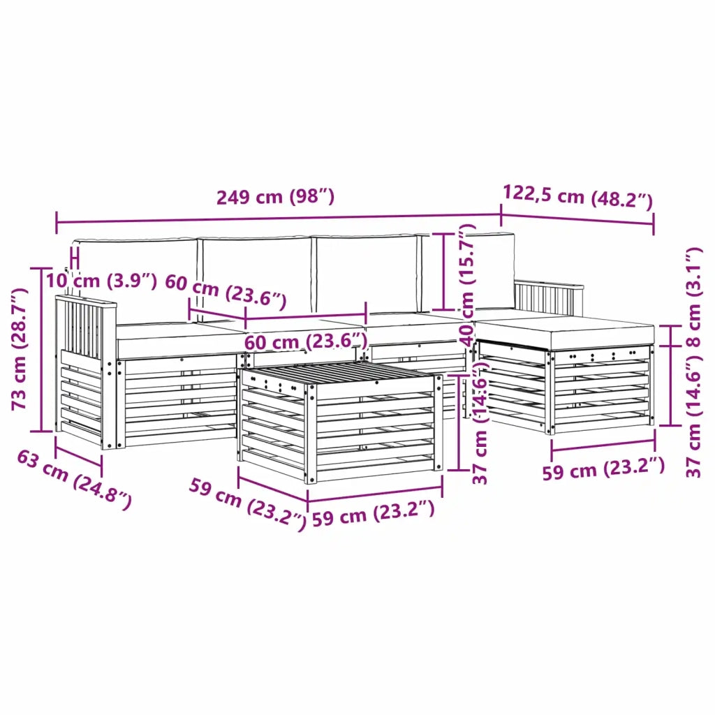 Set di divani da esterno 6 pcs Bianco e Antracite 3391707