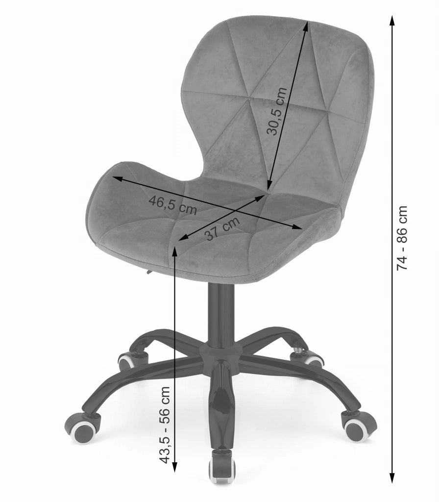 Sedia girevole Valora NOTO in velluto nero ergonomica per ufficio