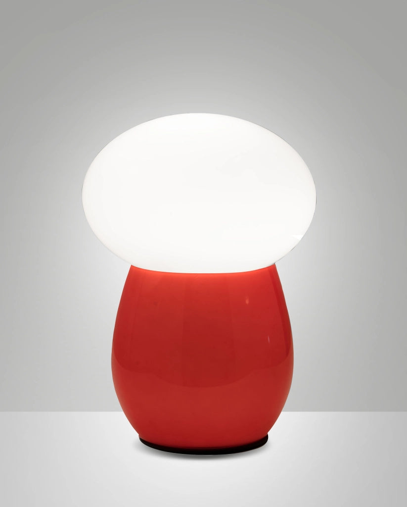 Lampada da tavolo Freddy in vetro soffiato Rosso, attacco E27 40W, interruttore integrato, design elegante e moderno - Freddy Collection