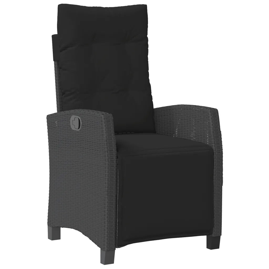 Set da Pranzo da Giardino 7 pz Nero con Cuscini in Polyrattan 3212910