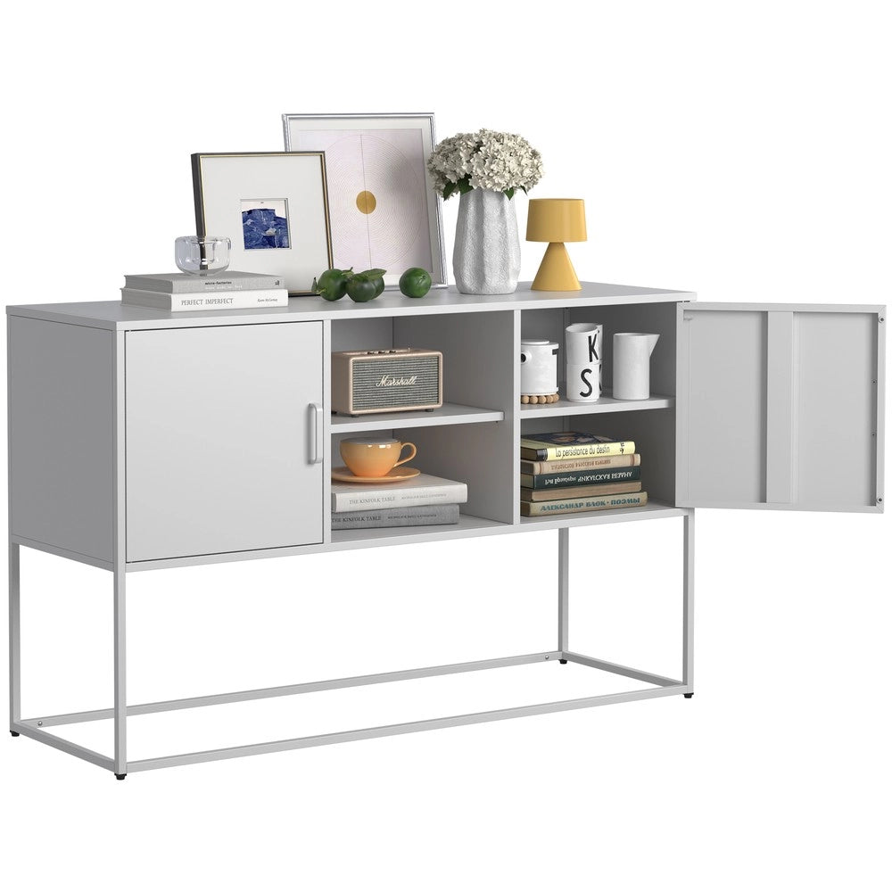 Credenza Buffet con Ante e Ripiani ¨C MINIMAL ¨C Bianco, Metallo, 120x75x40 cm