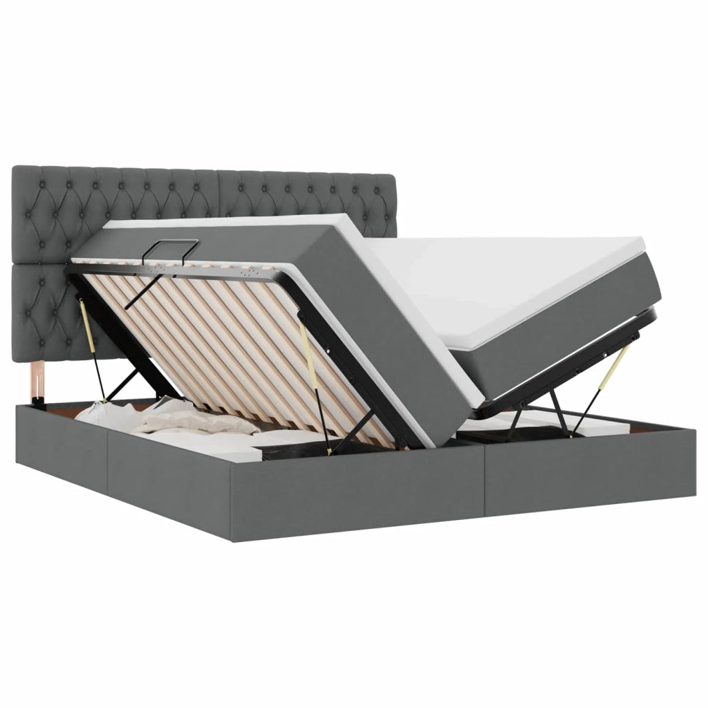 Letto con testiera Grigio scuro 180 x 200 cm Tessuto