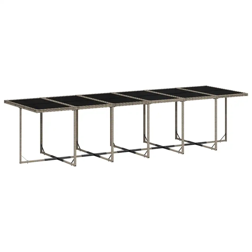 Set da Pranzo da Giardino 17pz con Cuscini Grigio in Polyrattan 3278191