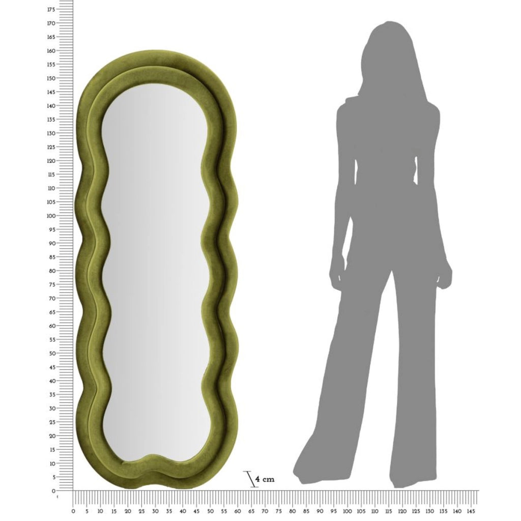 Specchio da parete Miki XL con cornice in velluto verde