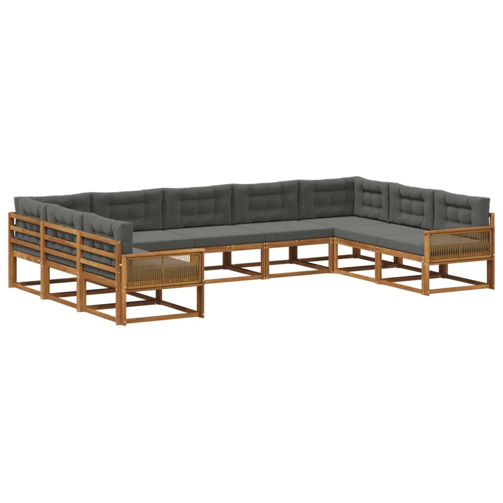 Set di divani da esterno con cuscino 9 pcs Naturale e Antracite 3382890