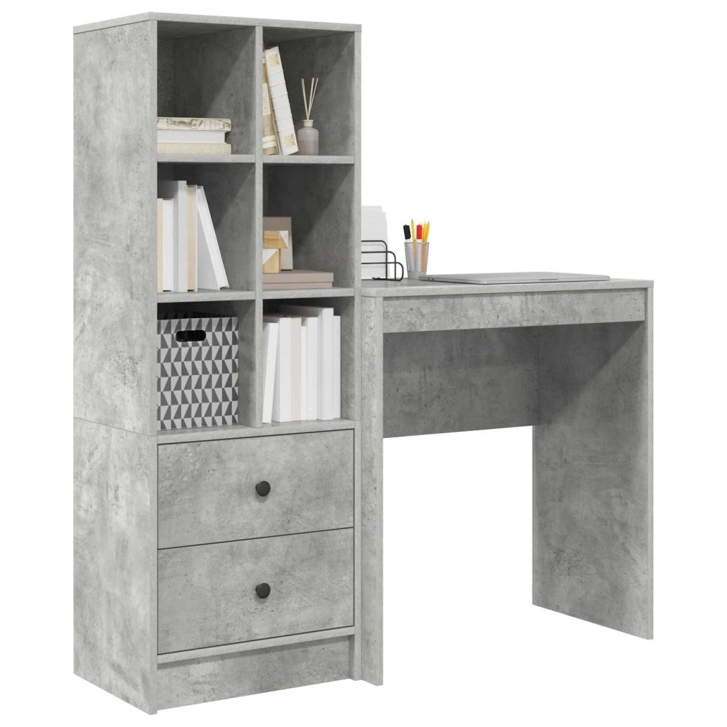 Scrivania con cassetto con lo scaffale 2 pcs Grigio cemento 3337308