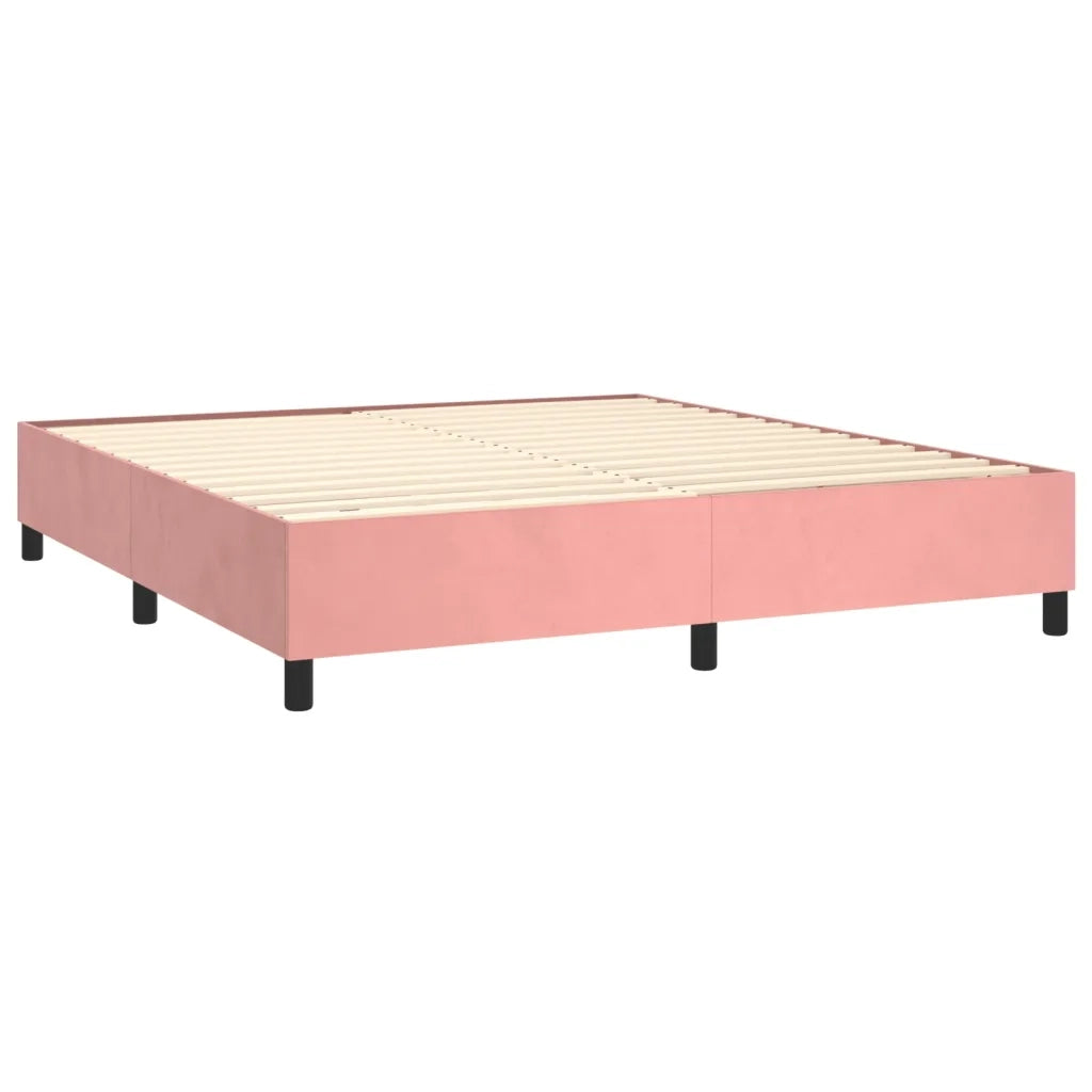 Letto a Molle con Materasso e LED Rosa 160x200 cm in Velluto 3136256