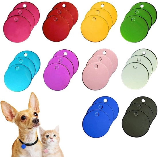 Etichette di identificazione per animali domestici 30 pezzi - Etichette per cani doppie - Pendenti a forma di chiave - Colori vari - 2,5 x 2,5 cm - Aluminium di alta qualità - Etichette per cani