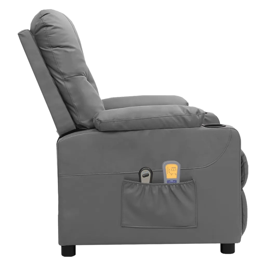 Poltrona Massaggiante Elettrica Grigio Similpelle 3098874
