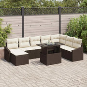 Set Divano da Giardino con cuscino 9 pcs Marrone e Crema 3357791