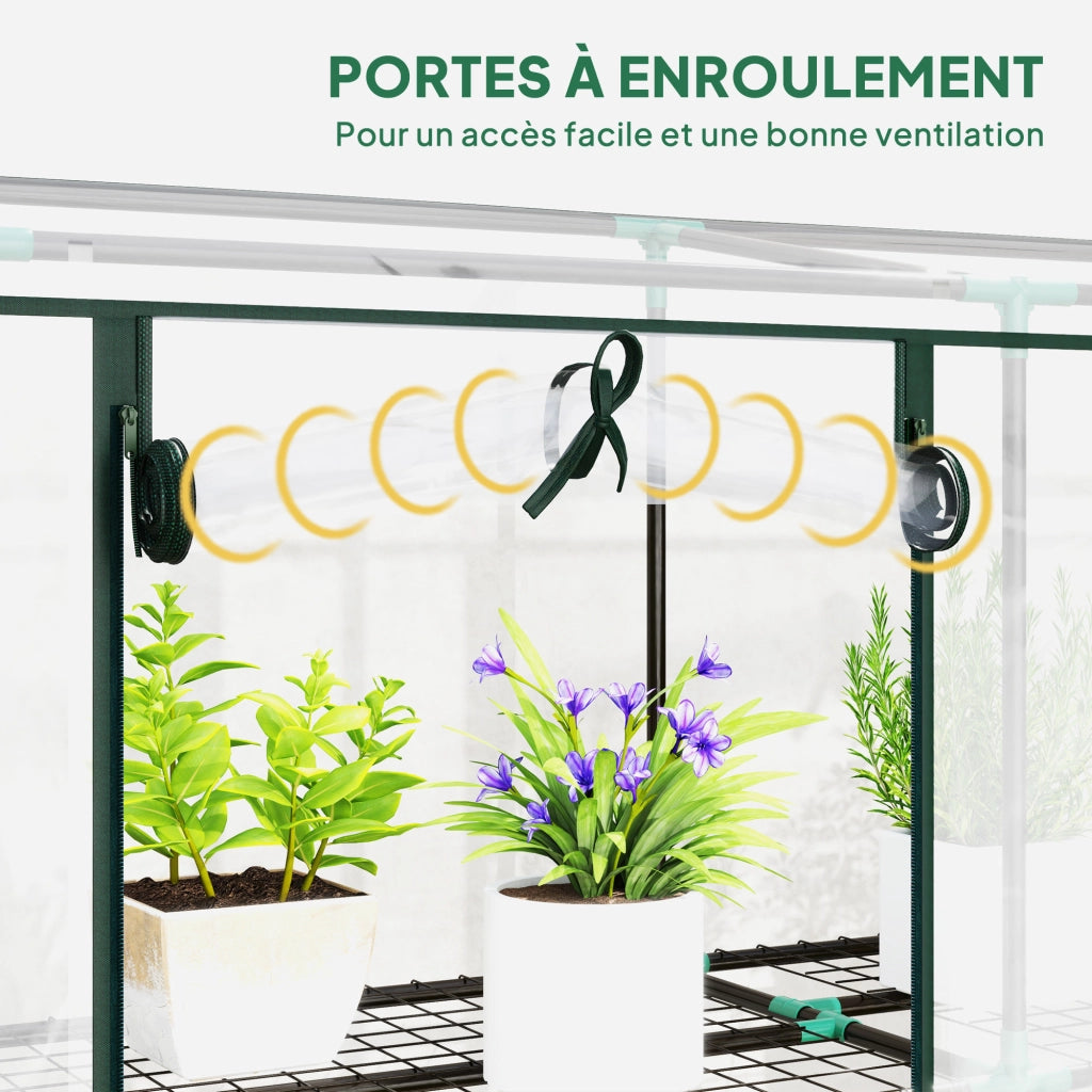 Serra da balcone 3 porte ¨C Minimal ¨C 215x46x151 cm trasparente con ripiani