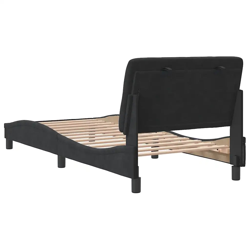 Giroletto senza Materasso Nero 90x200 cm in Velluto