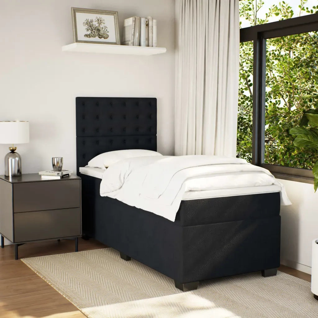 Giroletto a Molle con Materasso Nero 90x200 cm in Velluto