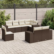 Set Divani da Giardino 8 pz con Cuscini Marrone in Polyrattan 3255180