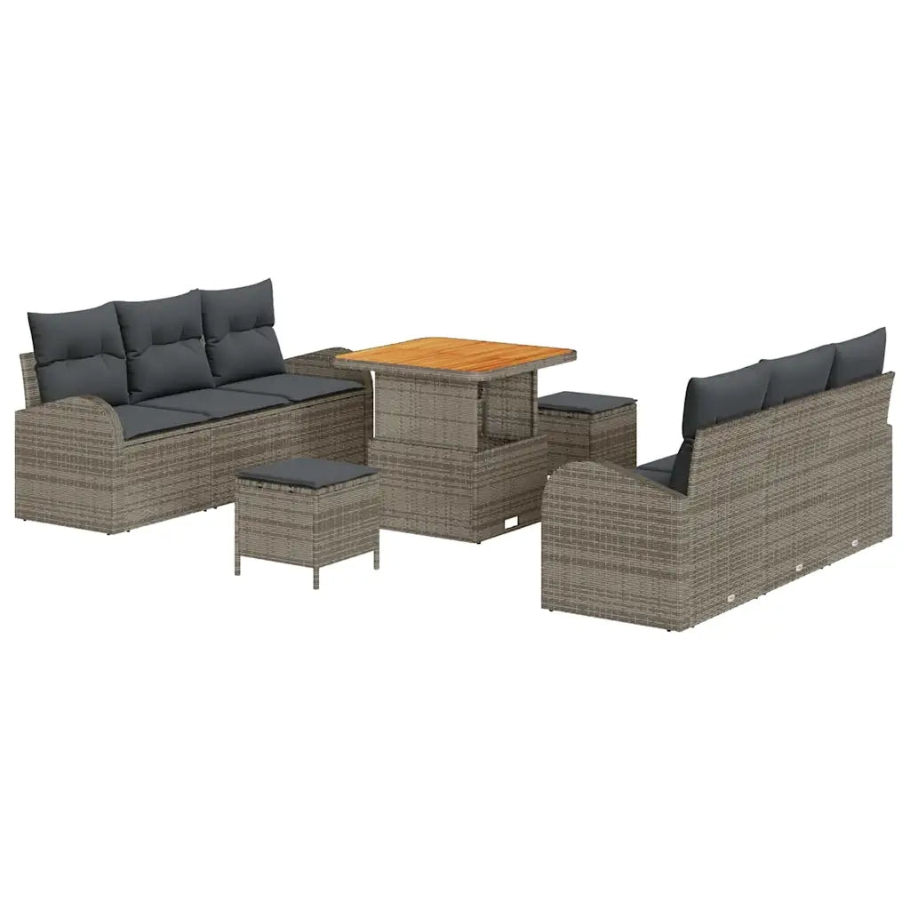 Set Divano da Giardino con cuscino 9 pcs Grigio polyrattan 3362348