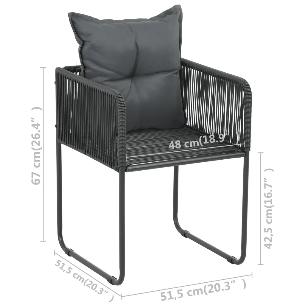 Sedie da Esterni 6 pz con Cuscini in Polyrattan Nere 313108
