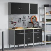 Mobile da lavoro 8 pcs Nero Legno ingegnerizzato e acciaio 3321446
