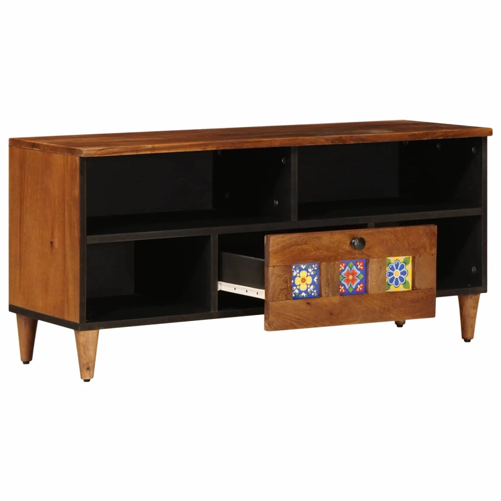 Mobile TV-Credenza per TV Noce 100 x 33 x 46 cm Legno di mango massello 312510