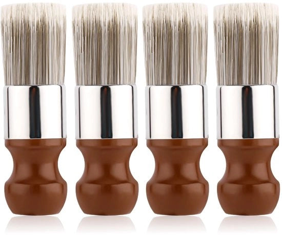 Set di spazzole per mobili 4 pezzi - maniglia in legno - setole morbide - spazzola per pulire superfici - 13,5x3,5cm