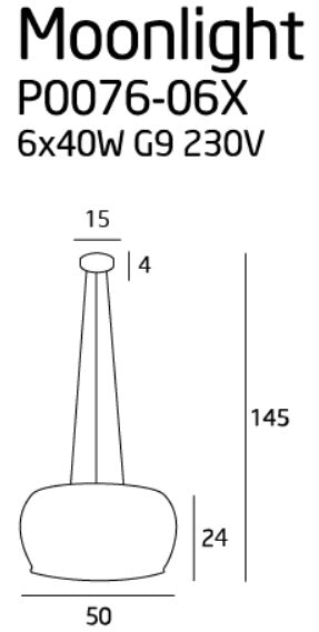 Lampada a sospensione Moonlight Ø50 cromata 6xG9 Maxlight