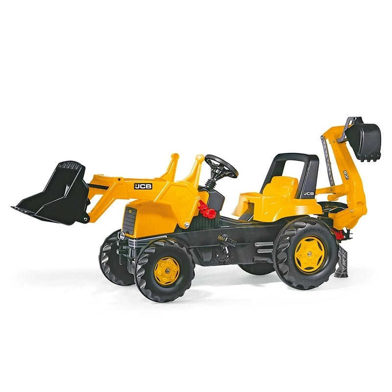 Trattore a pedali per bambini JCB con ruspa ed escavatore