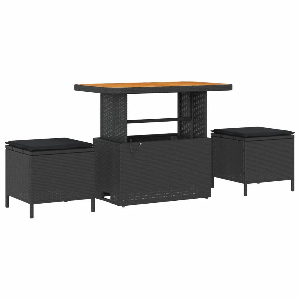 Set Divano da Giardino con cuscino 13 pcs Nero polyrattan