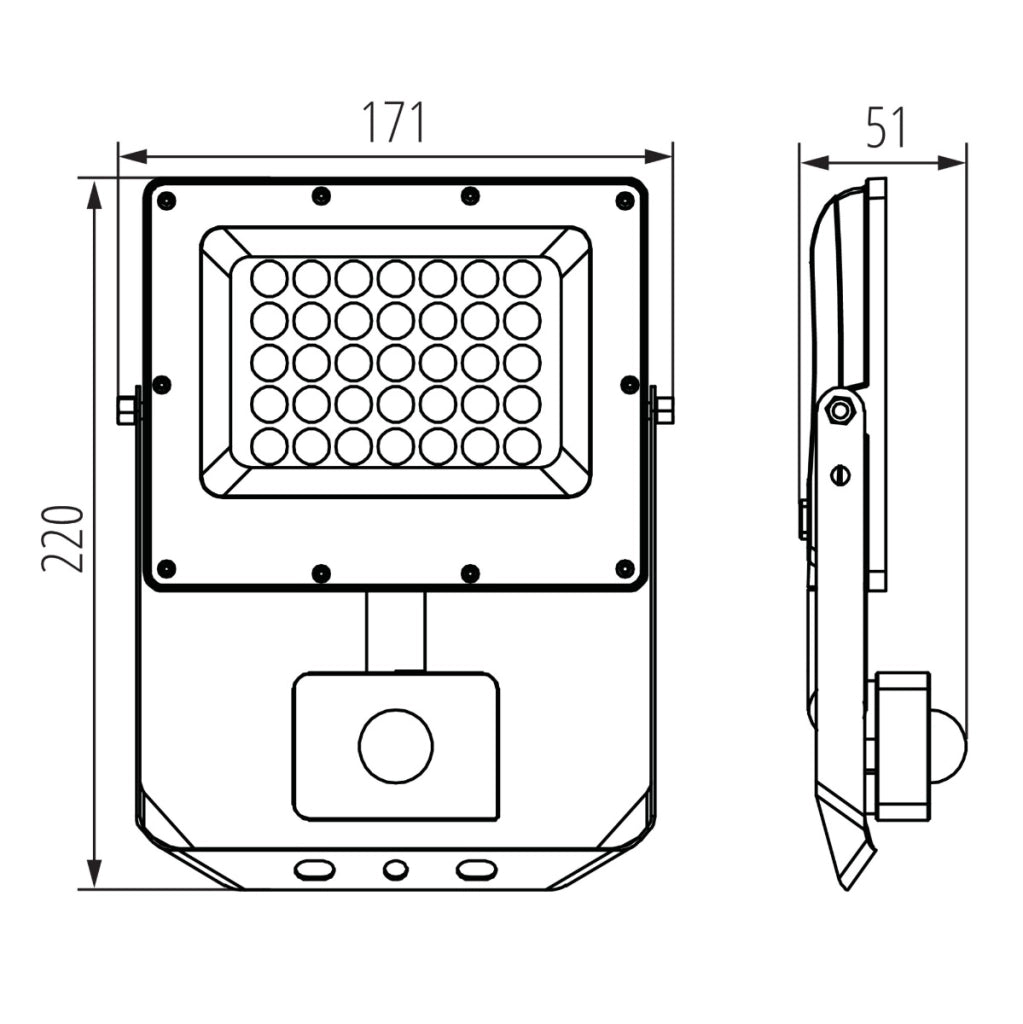 Faro LED esterno Kanlux ACETE 30W 3CCT PIR IP44 grigio