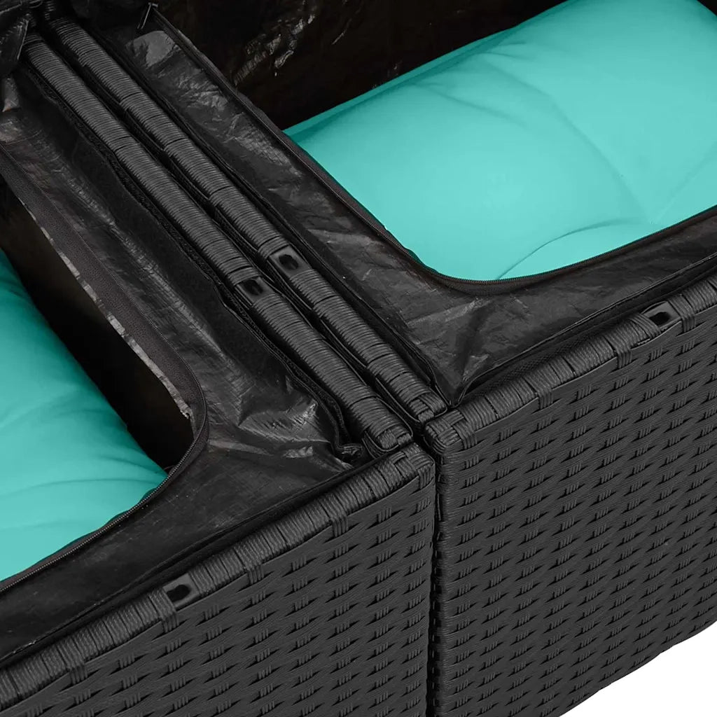 Set Divano da Giardino con cuscino 7 pcs Nero Poly Rattan 3357399
