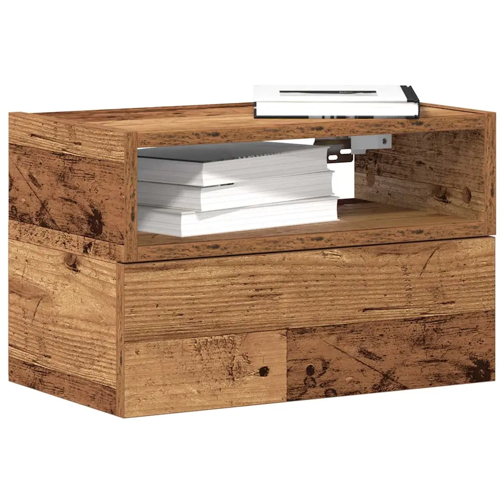 Comodini a Muro 2 pz Legno Antico 45x26x28,5 cm 858611