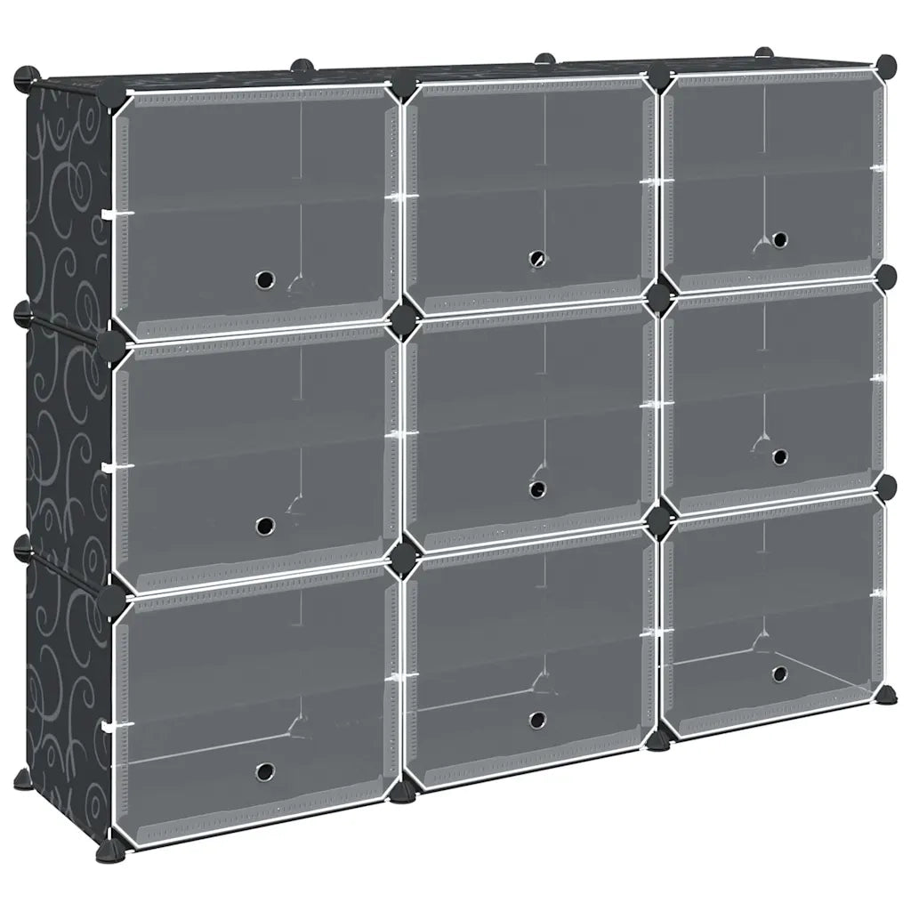 Organizzatore Portaoggetti con 9 Cubi e Ante Trasparenti in PP CFW7024678