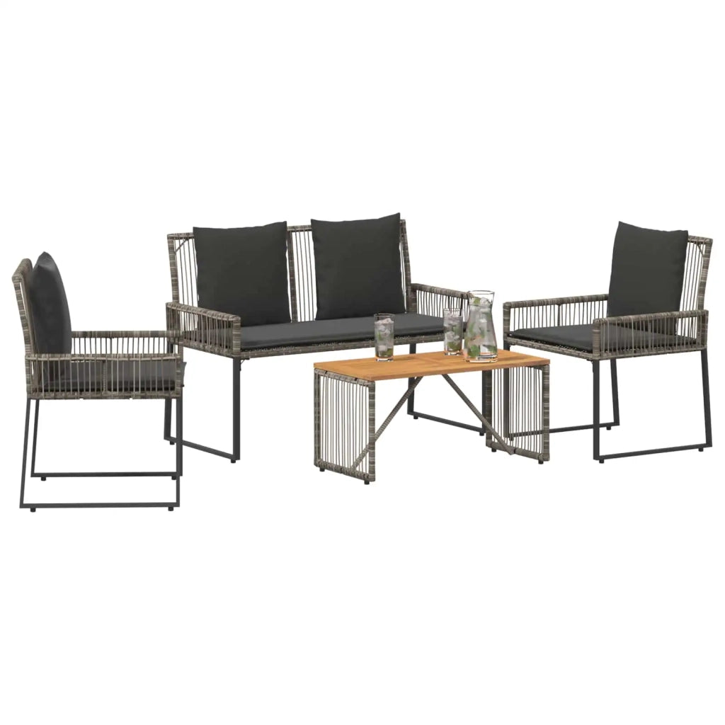 Set di Mobili da Esterno 9 pcs Grigio e Grigio Scuro polyrattan 42025149
