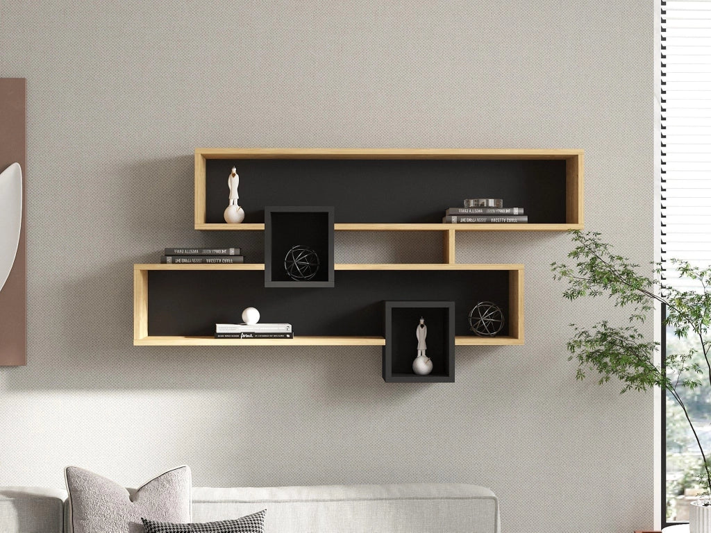 Zerfaliu, Mensola 4 Ripiani, 120x22x72h cm Marrone Rovere