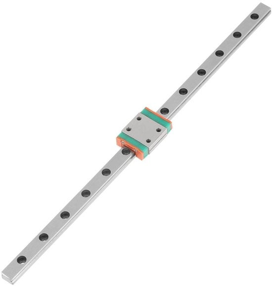Binario Lineare in Acciaio 200mm - Binario Guida - Scorrimento Blocco - Sostegno Largo - Smalto Anticorrosivo - Fori Prezziati