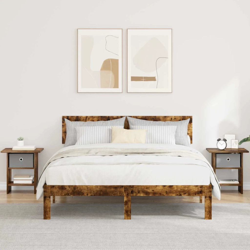 Set di 2 Comodini | Armadio da Notte | Mobiletto da notte Rovere fum¨¦ 41 x 40 x 45 cm Legno multistrato