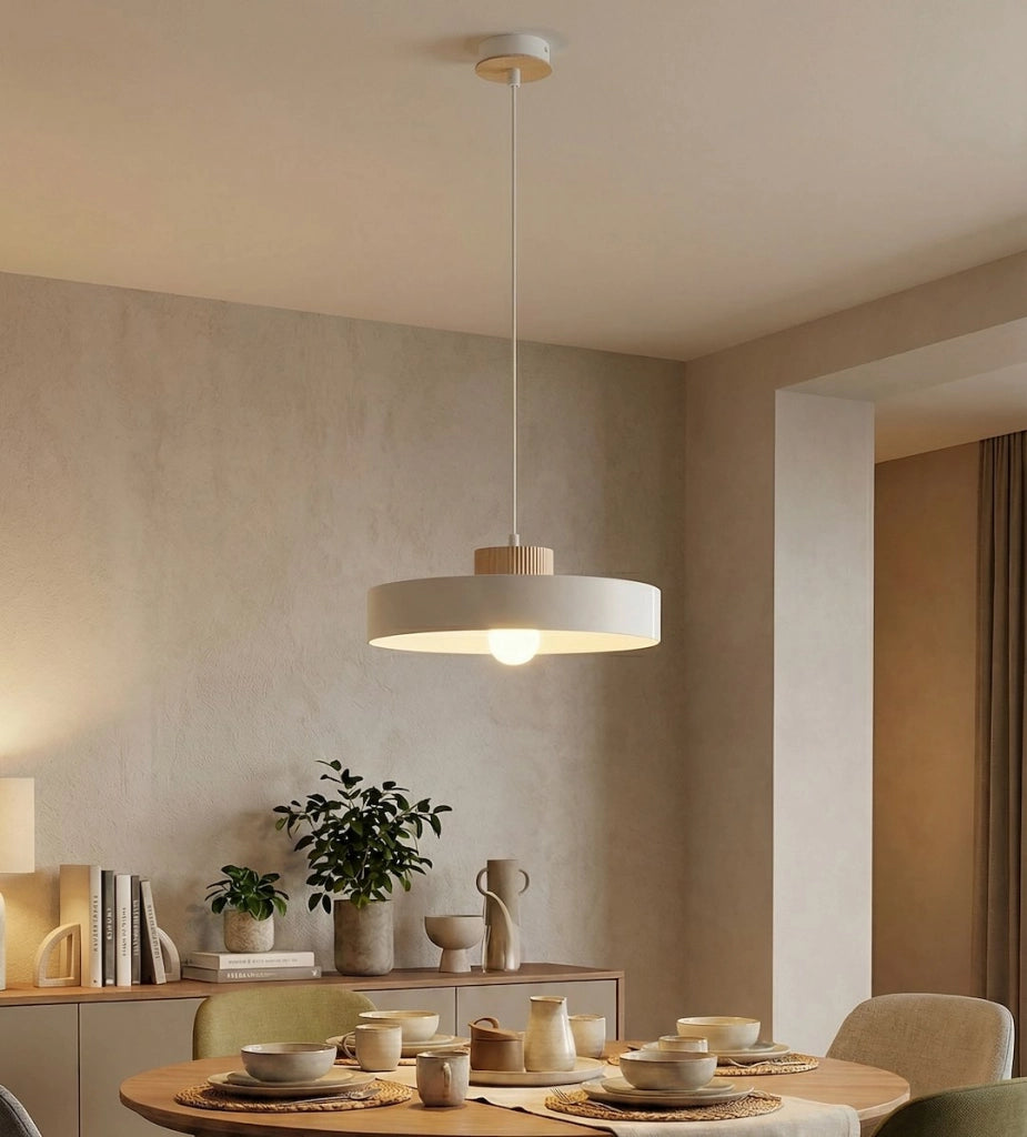 Lampada a sospensione KIVI japandi bianca legno 1xE27 Emibig