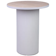 Tavolino in metallo bianco e legno 46x46x56h cm