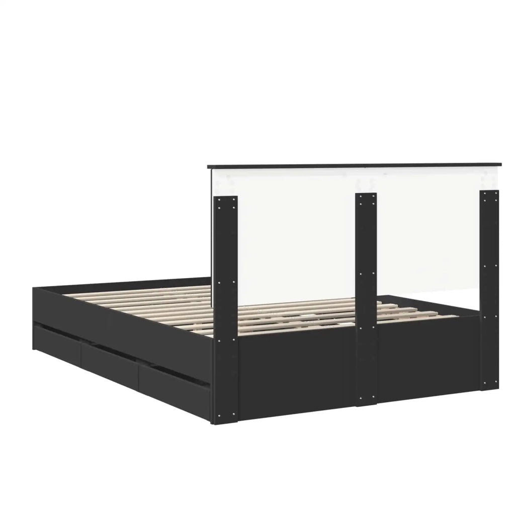 Letto matrimoniale | Letto per adulti | Struttura del letto Nero 140 x 200 cm Legno Ingegnerizzato