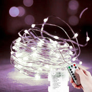 Luci di natale 150 micro led batteria 15 mt con telecomando esterno LUCE FREDDA