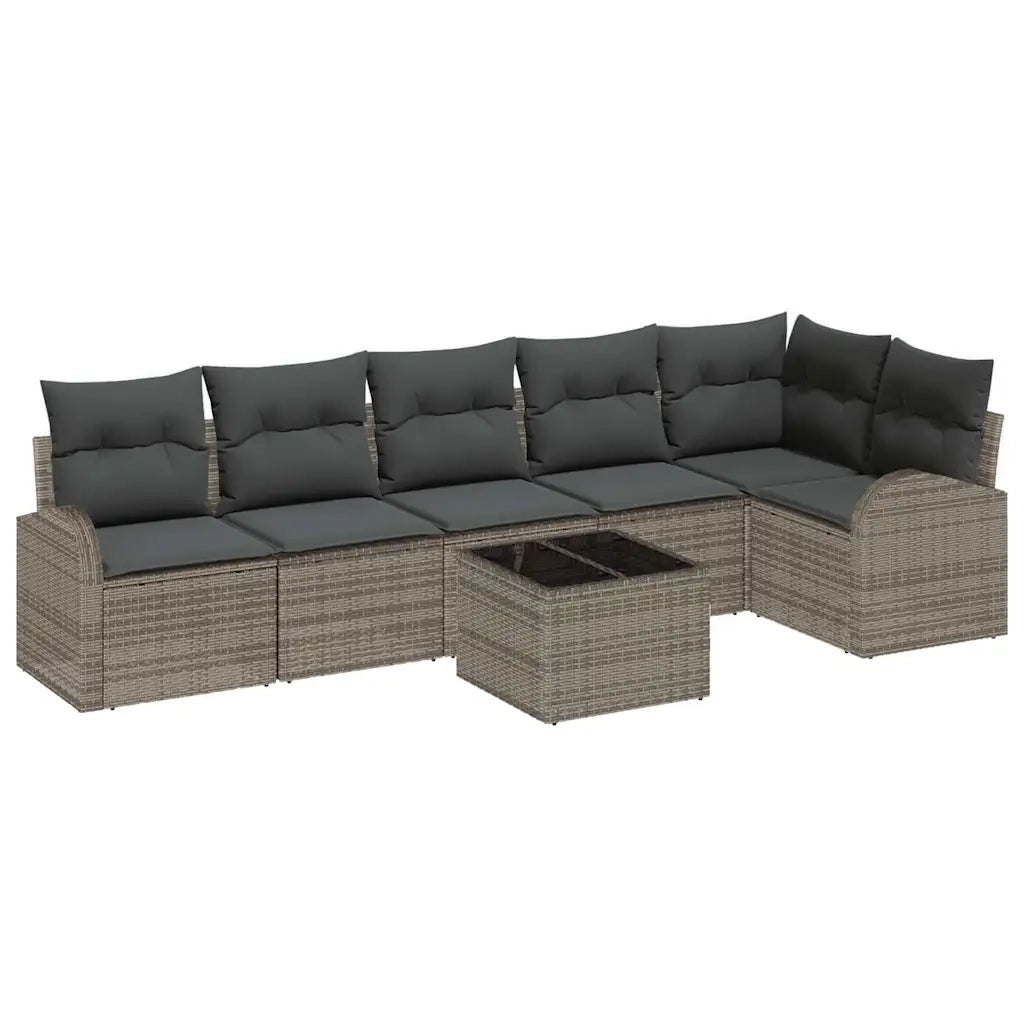 Set Divano da Giardino con cuscino 7 pcs Grigio polyrattan