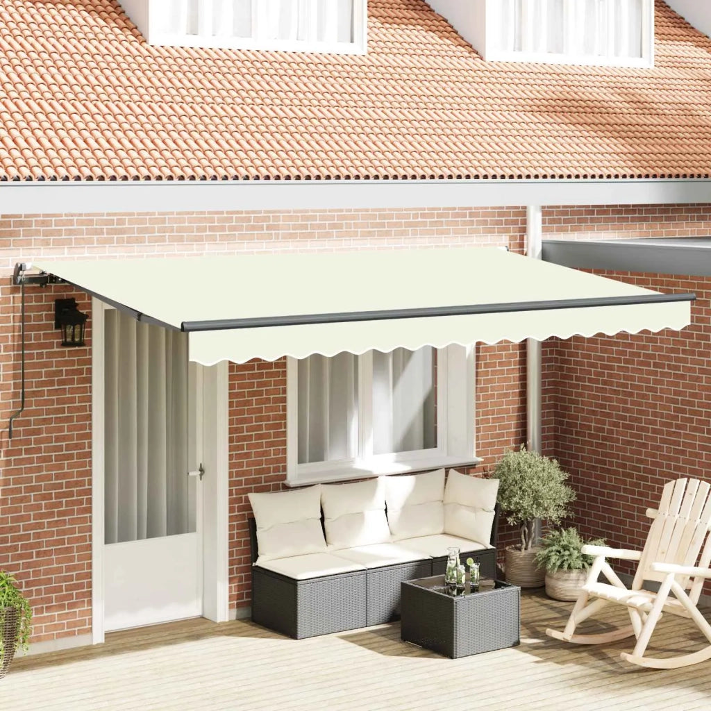 Tenda Retrattile Crema 350 x 200 cm Tessuto 3329628