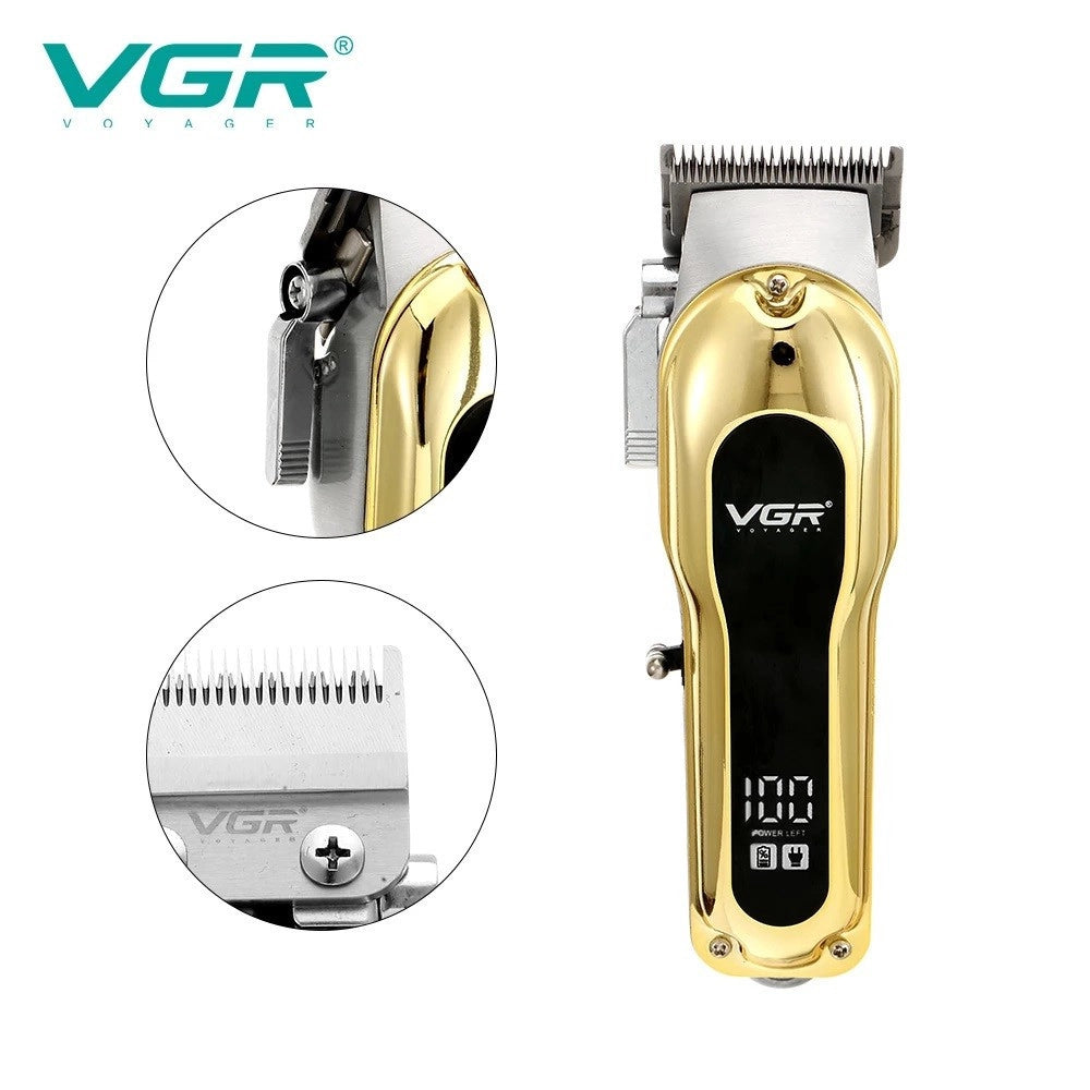 Trade Shop - Tagliacapelli Elettrico Trimmer Barba Regolabile Professionale Vgr V-680 Display -