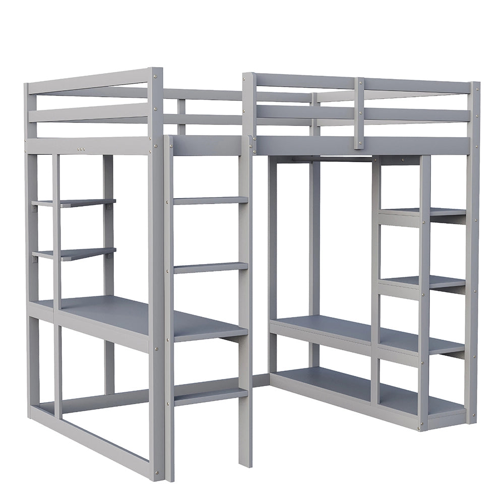 Letto a castello - Xylo - 140x200 cm scrivania grigio
