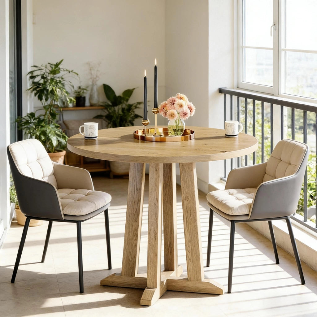 TAVOLO da pranzo rotondo 80 cm in legno marrone